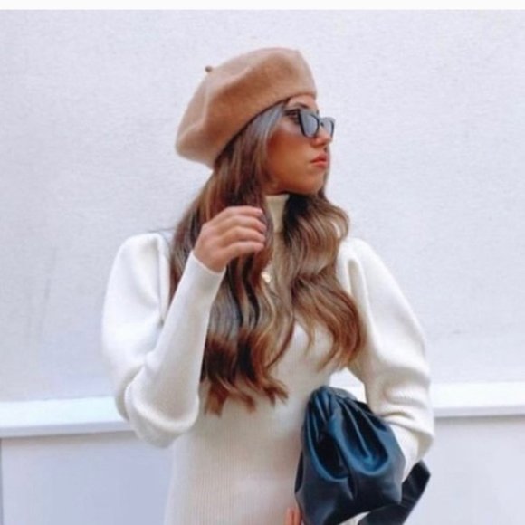 ZARA Wool Beret Mid Camel Blogger’s Favorite - Picture 1 of 7